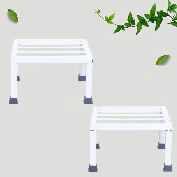 Set Of 2 White Strong Flower Pot / Gamla Square Stand | For Indoor And Outdoor Plants