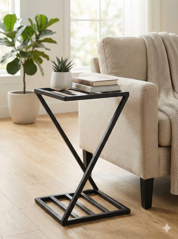 Heavy Duty Black Metal Z Shape Plant Stand for Indoor Outdoor Balcony Garden