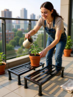 Heavy duty Metal Gamla Pot stand for balcony (Pack of 2) - view 3