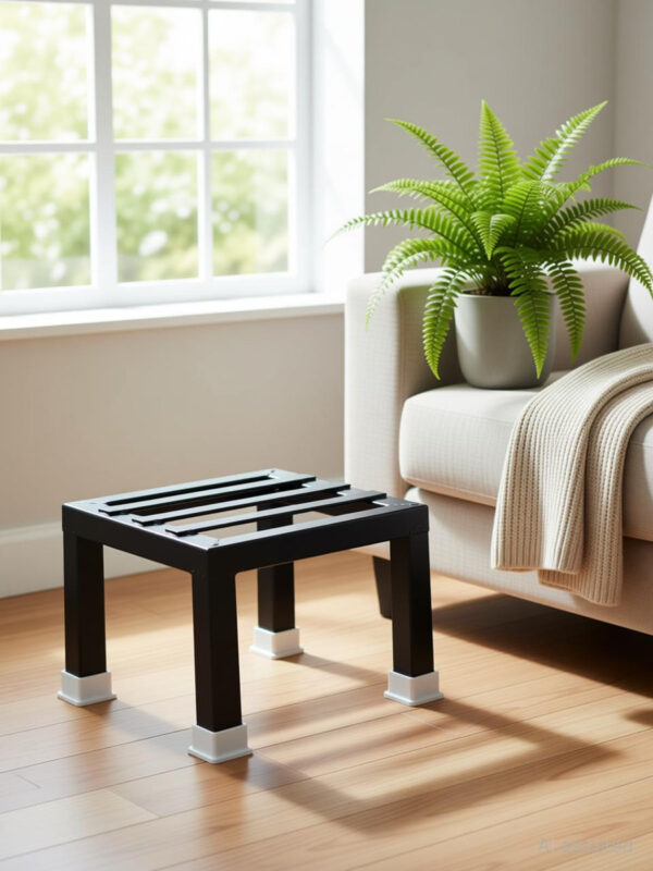 Iron Indoor/Outdoor Flower Pot/Plant Stand for Home Garden Balcony Living Room (Black, White, 10 cm)