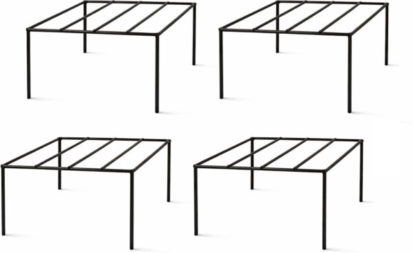 Metal Plant Stand for Pots | Heavy Duty Square Design | Indoor & Outdoor Use (Pack of 4)