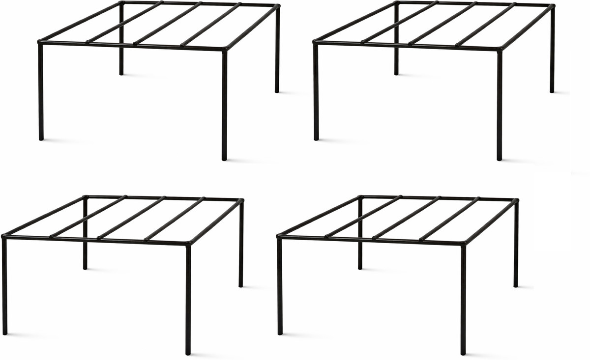 Metal Plant Stand for Pots | Heavy Duty Square Design | Indoor & Outdoor Use (Pack of 4)