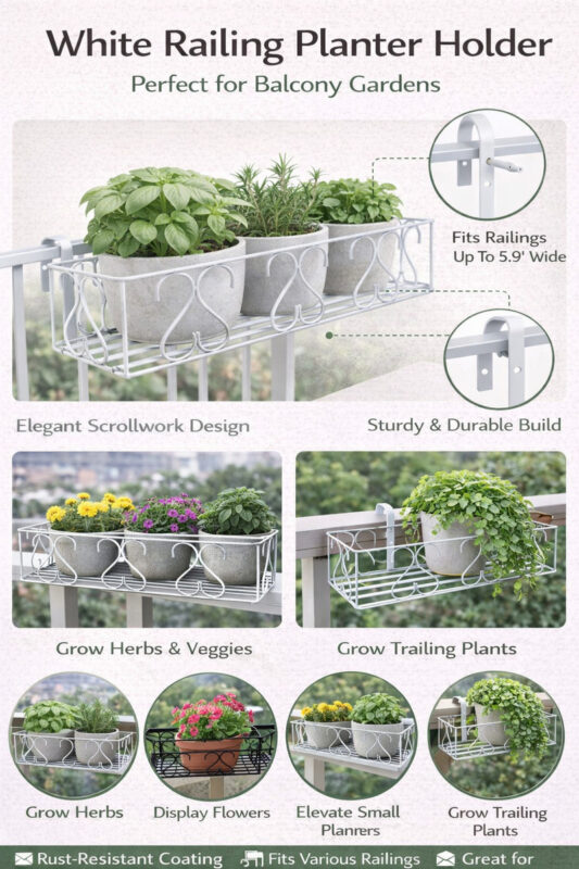 Metal Planter Stand for Garden Flower Pots & Plants (White) - view 2