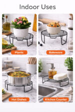 Oval Metal Plant Stand with Heavy Iron Frame | Pot Riser for Indoor & Outdoor - view 4