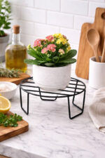 Oval Metal Plant Stand with Strong Iron Frame | Pot Riser for Indoor & Outdoor - view 2