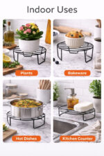 Oval Metal Plant Stand with Strong Iron Frame | Pot Riser for Indoor & Outdoor - view 4