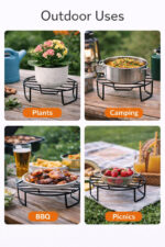 Oval Metal Plant Stand with Strong Iron Frame | Pot Riser for Indoor & Outdoor - view 5