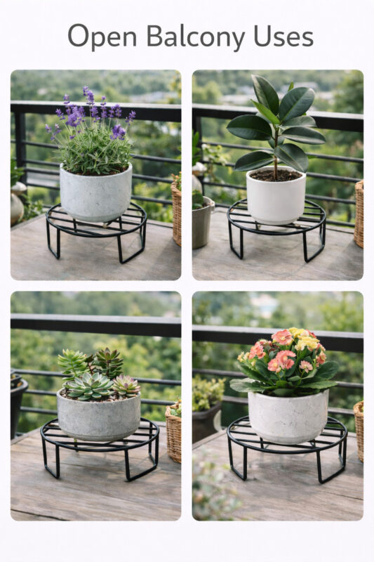 Oval Metal Plant Stand with Sturdy Iron Build | Pot Riser for Indoor & Outdoor - view 2