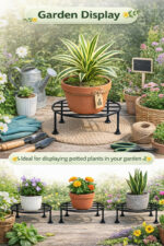 Round Metal Plant Stand Pack of 2 for Pots | Indoor Outdoor Balcony Use - view 2