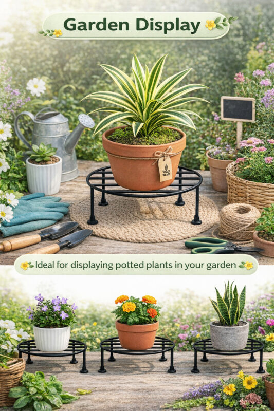 Round Metal Plant Stand Pack of 2 for Pots | Indoor Outdoor Balcony Use - view 2