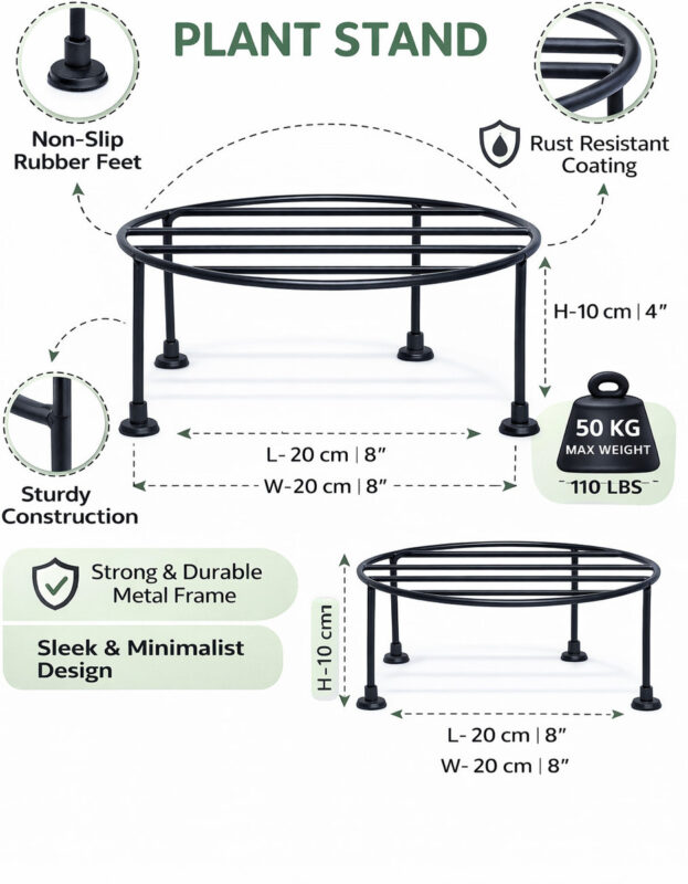 Round Metal Plant Stand Pack of 4 for Pots | Indoor Outdoor Balcony Garden - view 2