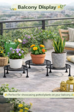Round Metal Plant Stand Pack of 8 for Pots | Indoor Outdoor Balcony Use - view 4
