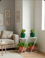 Stylish Z Shape Gamla Stand /Plant Pots Stand for Balcony Garden( 2 White )