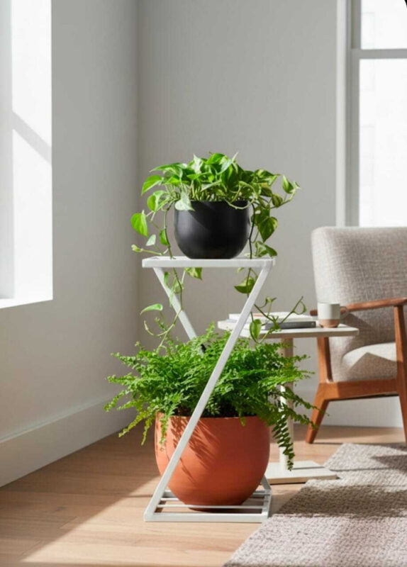 Stylish Z Shape Gamla Stand /Plant Pots Stand for Balcony Garden( 2 White ) - view 2