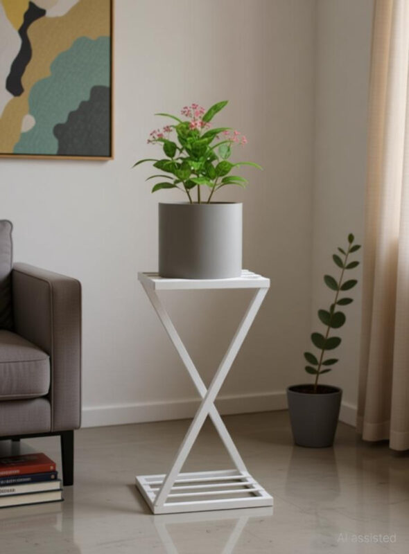 Z Shape Metal Plant Stand for Indoor Outdoor | Heavy Duty Iron Pot Holder - view 2