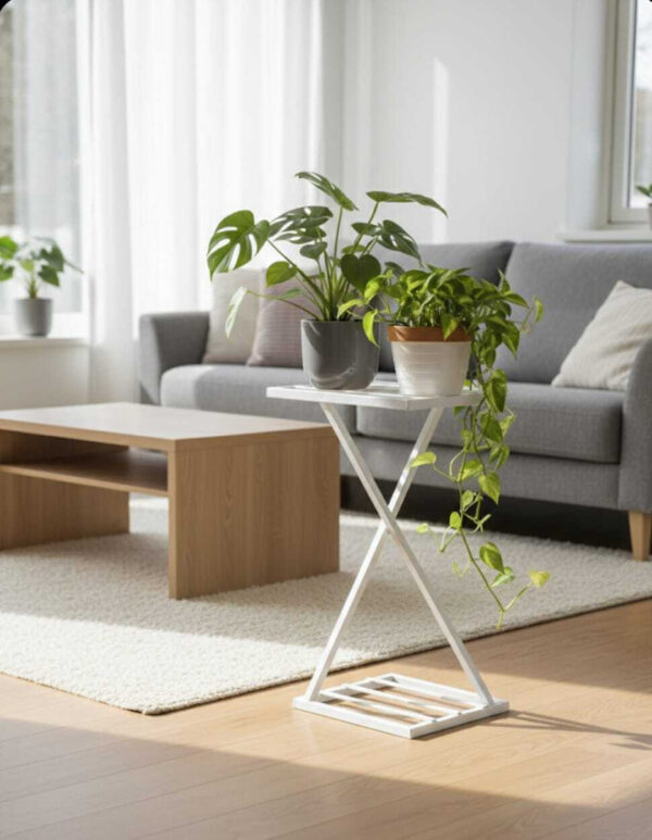 Z shape Plant stand ( Gamla stand ) for balcony garden (White )