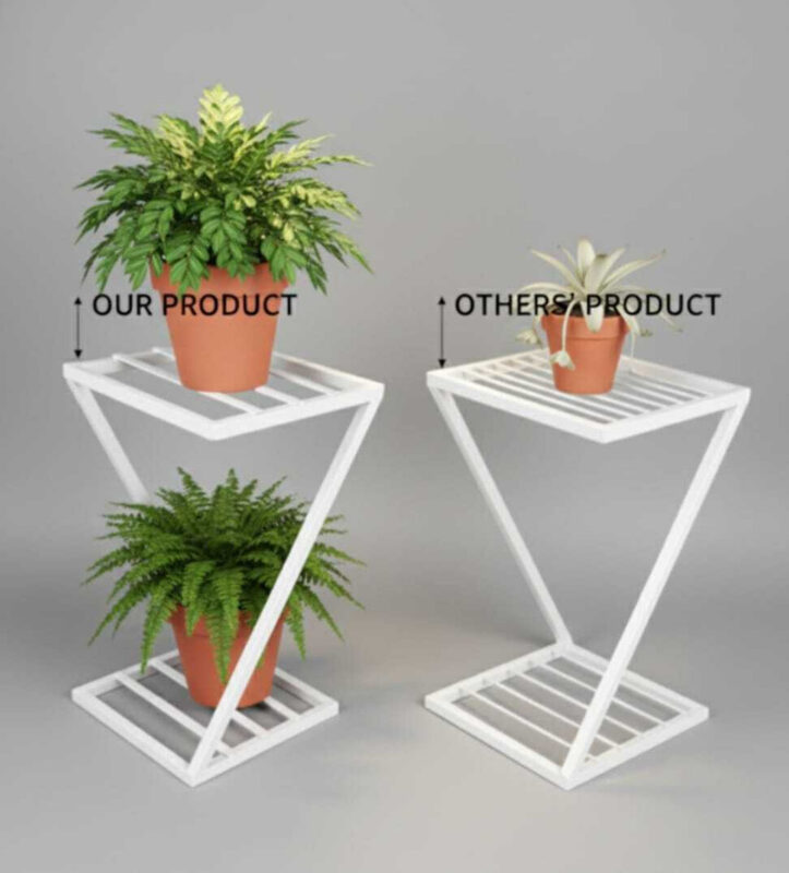 Z shape Plant stand ( Gamla stand ) for balcony garden (White ) - view 2