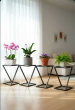 Z Shape Plant Stand /Pot Stand for Balcony , Garden & Living room decor(Black)