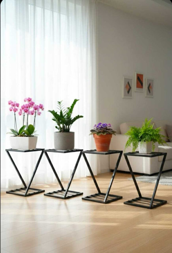 Z Shape Plant Stand /Pot Stand for Balcony , Garden & Living room decor(Black)